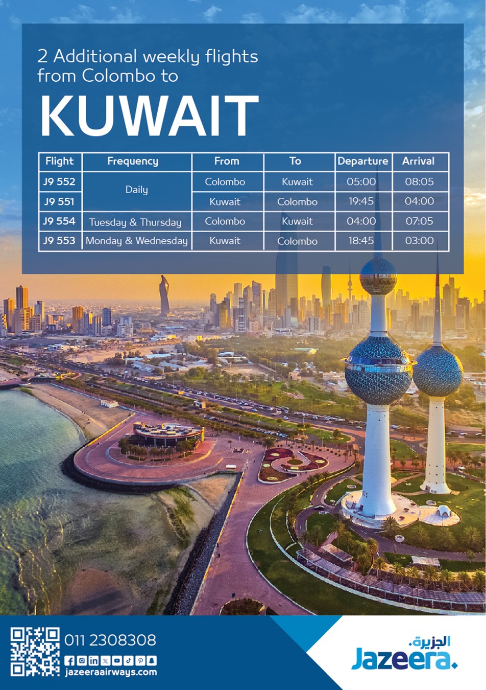 Jazeera Airways increases Colombo flights to nine per week Aviation Voice